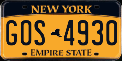NY license plate GOS4930