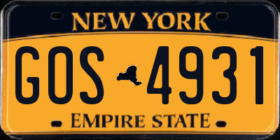 NY license plate GOS4931