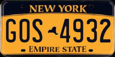 NY license plate GOS4932