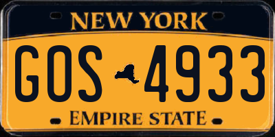 NY license plate GOS4933