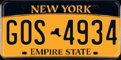 NY license plate GOS4934