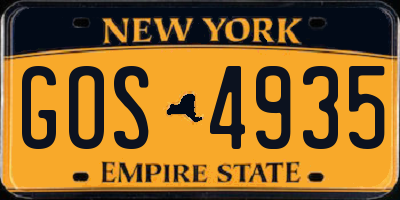 NY license plate GOS4935