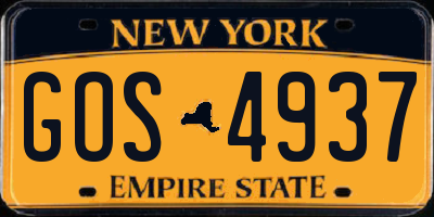 NY license plate GOS4937