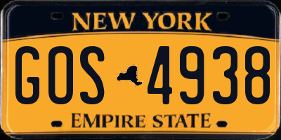 NY license plate GOS4938