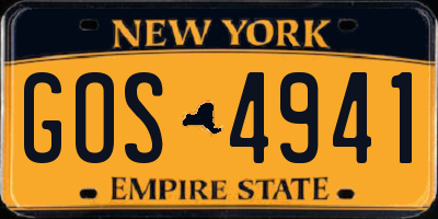 NY license plate GOS4941