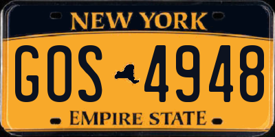 NY license plate GOS4948