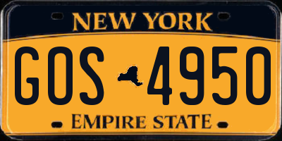 NY license plate GOS4950