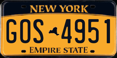 NY license plate GOS4951