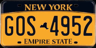 NY license plate GOS4952