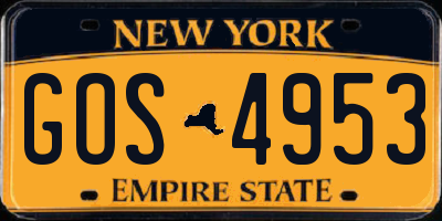 NY license plate GOS4953