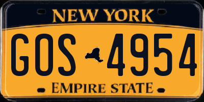 NY license plate GOS4954