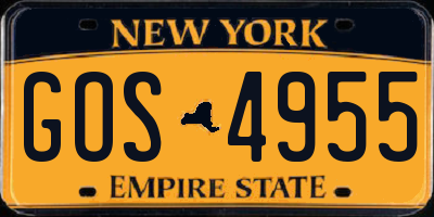 NY license plate GOS4955