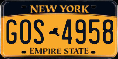NY license plate GOS4958