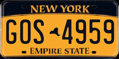 NY license plate GOS4959