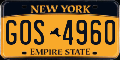 NY license plate GOS4960
