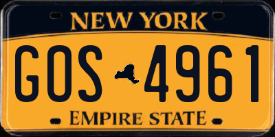 NY license plate GOS4961