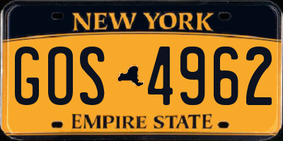 NY license plate GOS4962