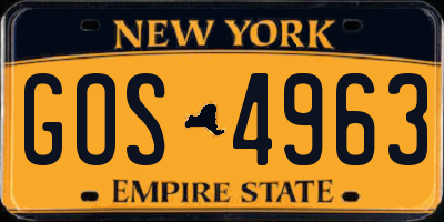 NY license plate GOS4963