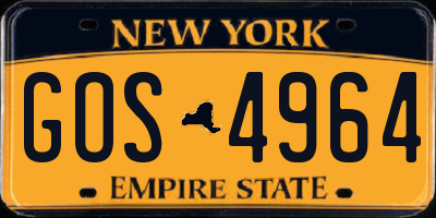 NY license plate GOS4964