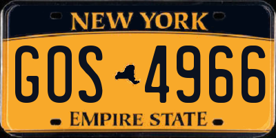 NY license plate GOS4966