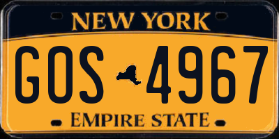 NY license plate GOS4967