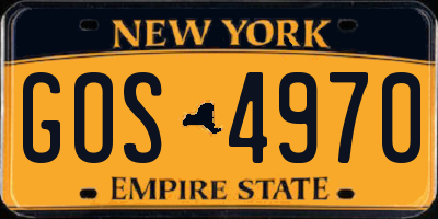 NY license plate GOS4970