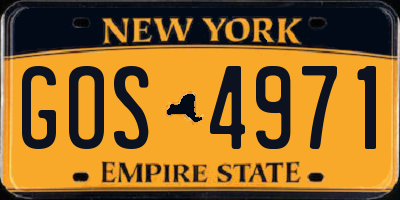 NY license plate GOS4971