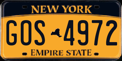 NY license plate GOS4972