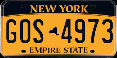 NY license plate GOS4973