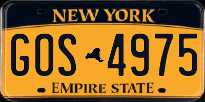 NY license plate GOS4975