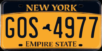 NY license plate GOS4977