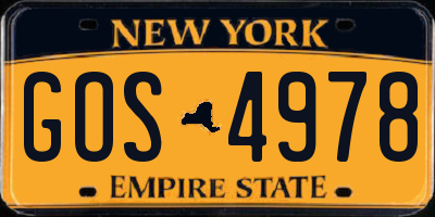 NY license plate GOS4978