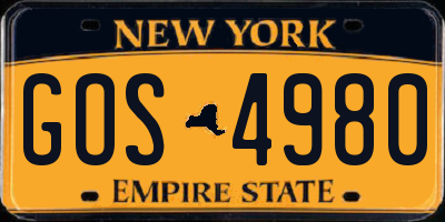 NY license plate GOS4980