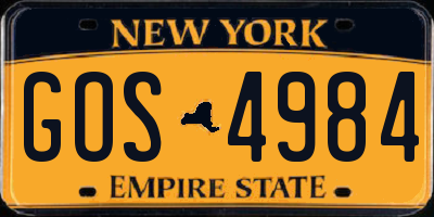 NY license plate GOS4984