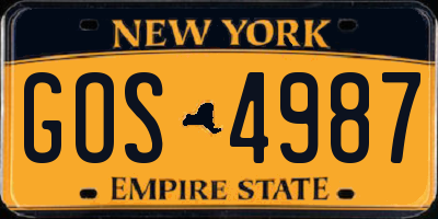 NY license plate GOS4987