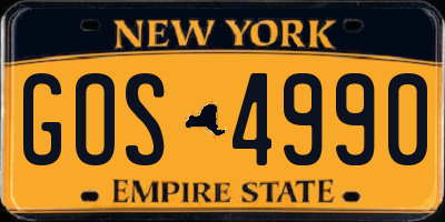 NY license plate GOS4990