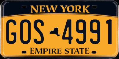 NY license plate GOS4991