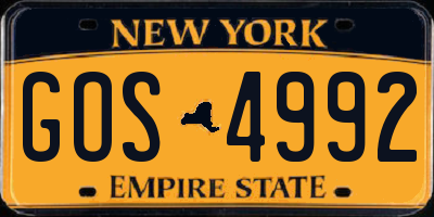 NY license plate GOS4992