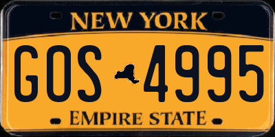 NY license plate GOS4995