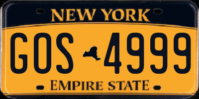 NY license plate GOS4999