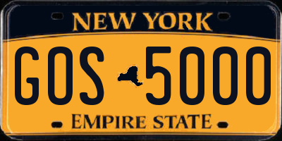 NY license plate GOS5000