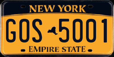 NY license plate GOS5001
