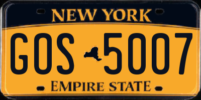 NY license plate GOS5007