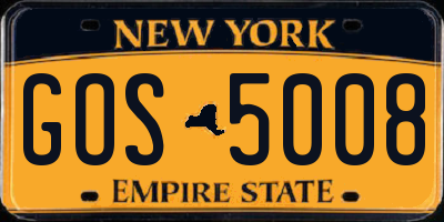 NY license plate GOS5008