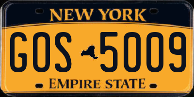 NY license plate GOS5009