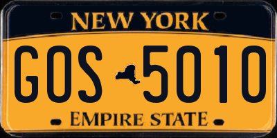 NY license plate GOS5010
