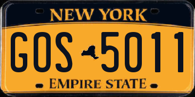 NY license plate GOS5011