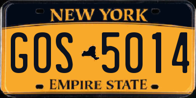 NY license plate GOS5014