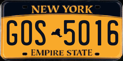 NY license plate GOS5016