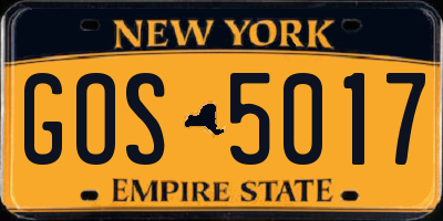 NY license plate GOS5017